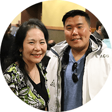 Man and woman smiling