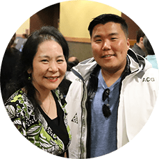 Image: Circular photo of King County employees, Holly Woo and Sung Cho.