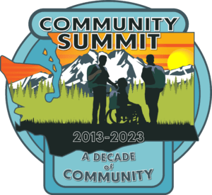 Image: Community Summit 2003 - 2023, a Decade of Community logo.