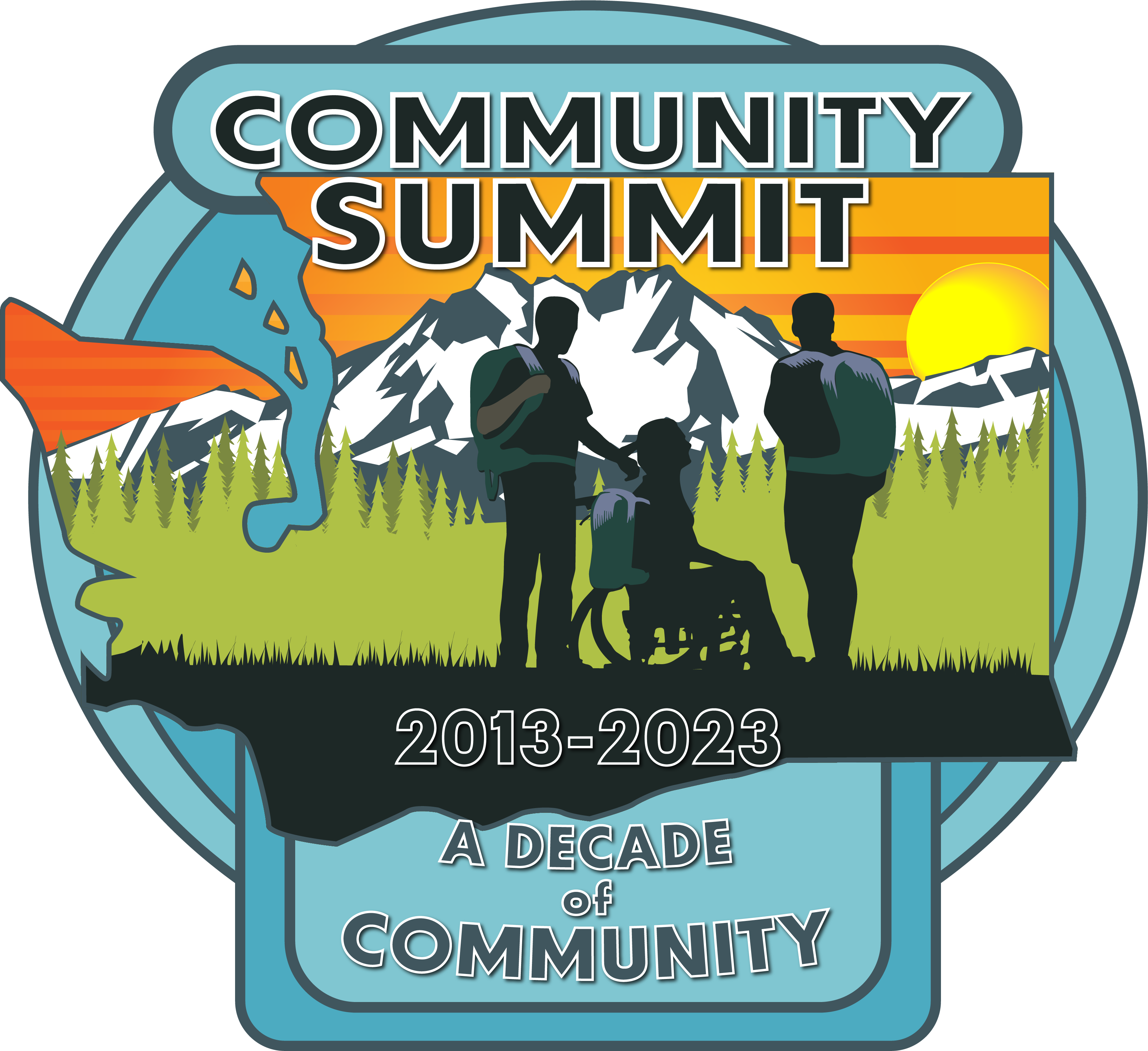 Image: Community Summit 2003 - 2023, a Decade of Community logo.